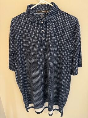 Ralph Lauren Navy Polo with White Micro Cross Print